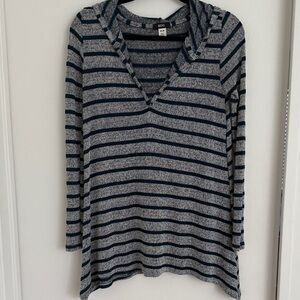 BDG Striped Long Sleeve Top in Navy and Gray